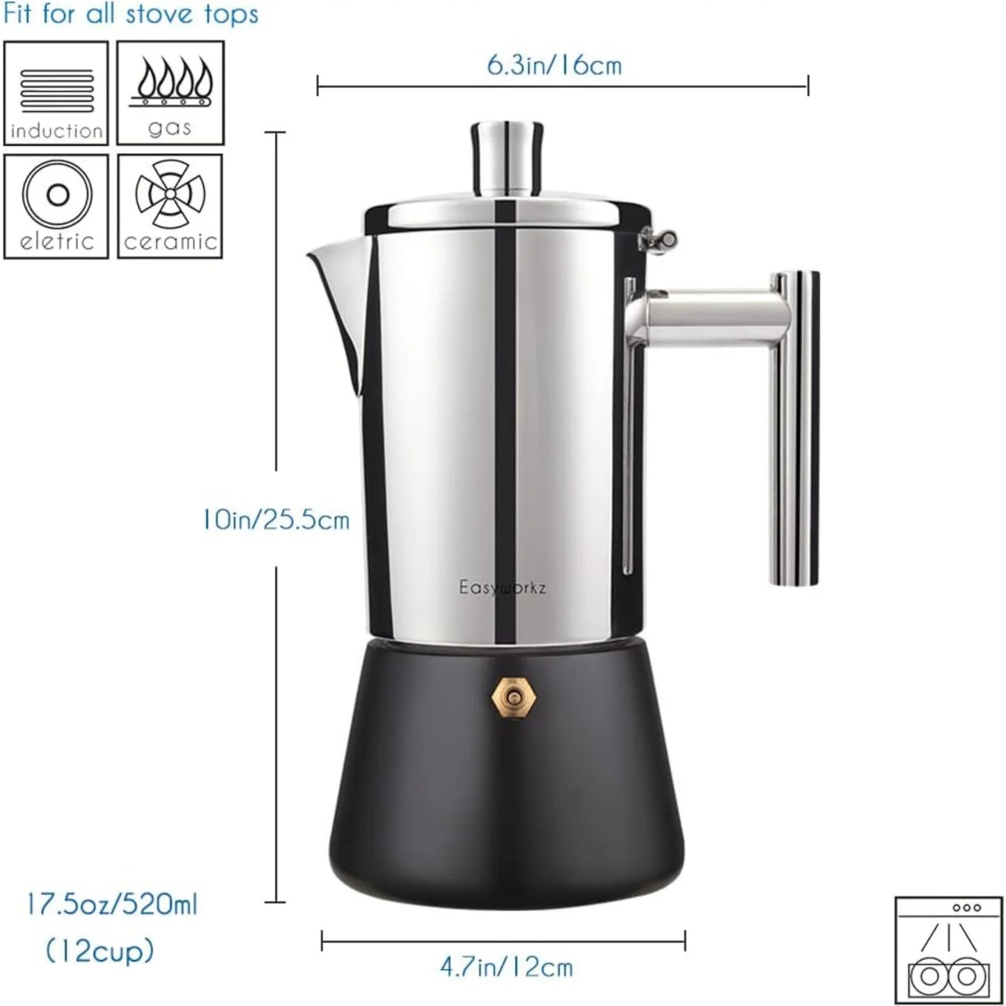 Italian Coffee Machine Maker 6Cup 10 oz