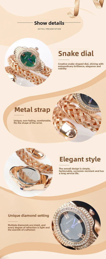 Fashion Diamond Snake Shape Wristwatch