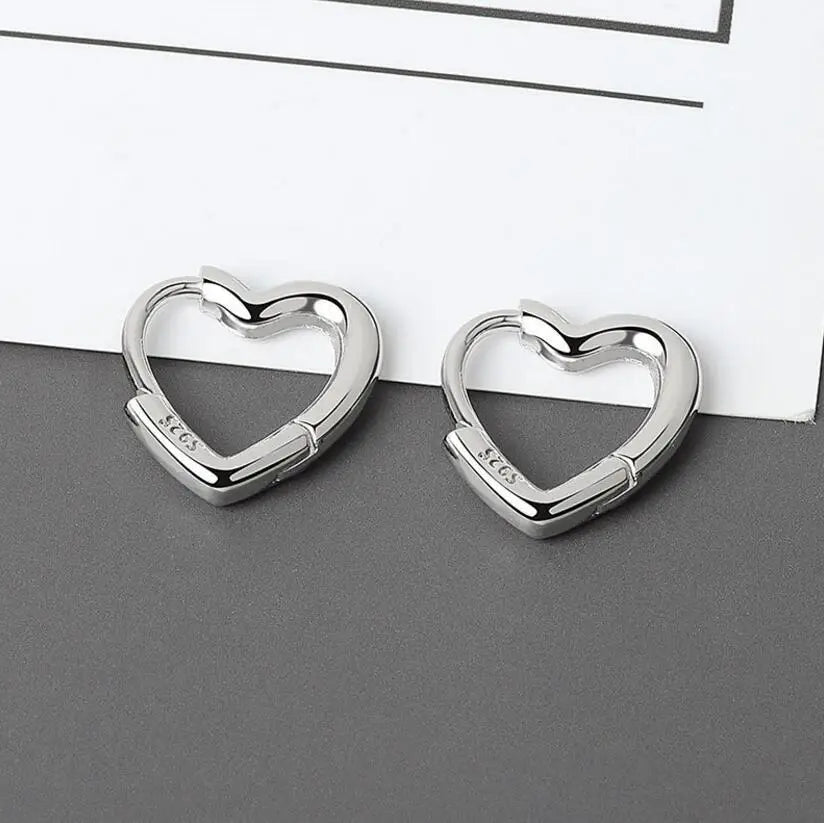Silver Sterling Big Heart Hoop Earrings