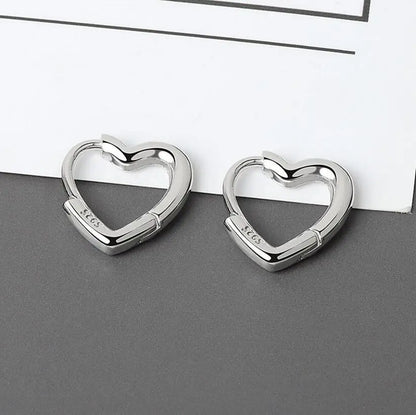Silver Sterling Big Heart Hoop Earrings