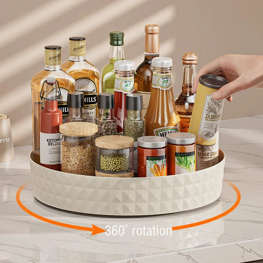 1Pc Kitchen Storage Spice Rack 360 Degree Rotating Cabinet
