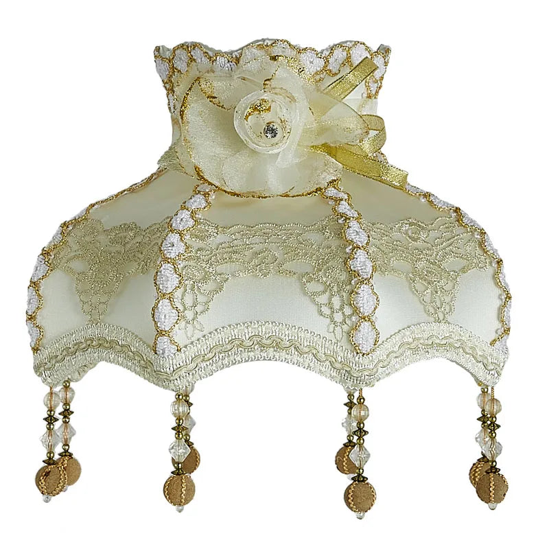 European Style Lampshade Vintage High-End Cloth Art Bead Lace