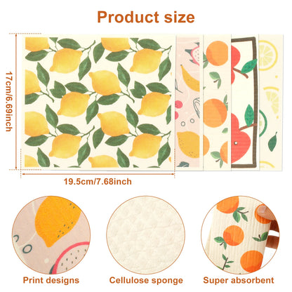 5/6/12PCS Kitchen Dish Towels Absorbent Swedish Dishcloths