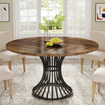 Tribesigns Round Dining Table for 4-6 People Dinner Table