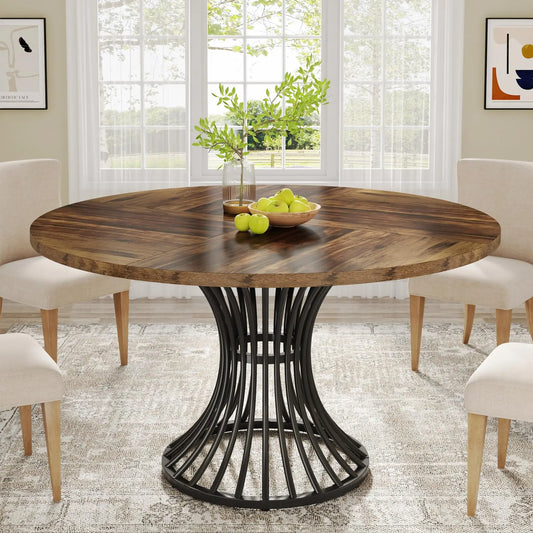 Tribesigns Round Dining Table for 4-6 People Dinner Table