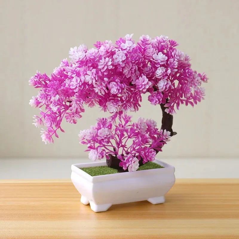 Artificial Bonsai Simulated Tree Fake Flowers