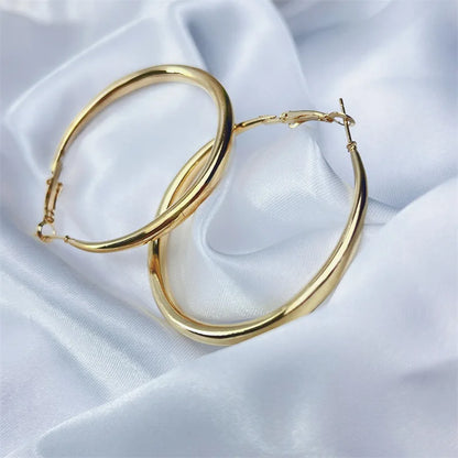 Women's Gold Color Large Hoop Earrings (one Pair)