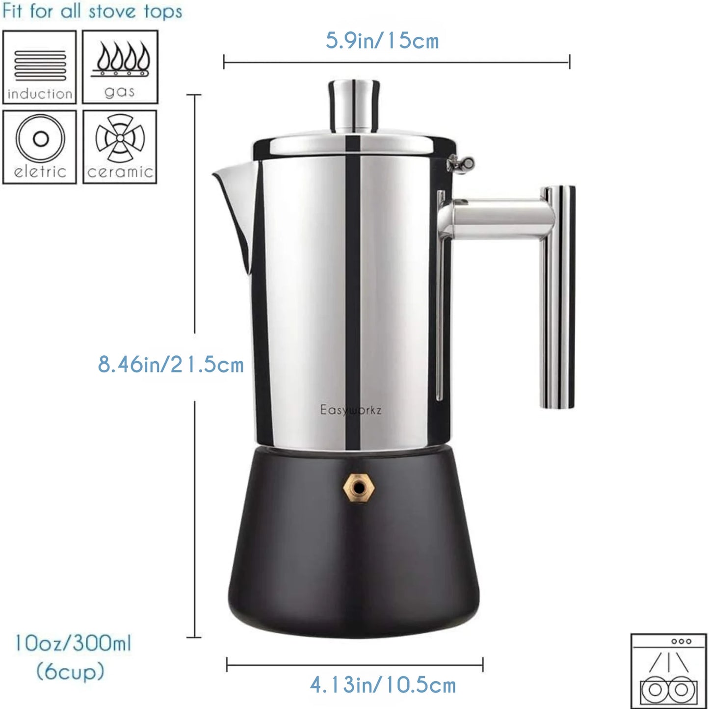 Italian Coffee Machine Maker 6Cup 10 oz