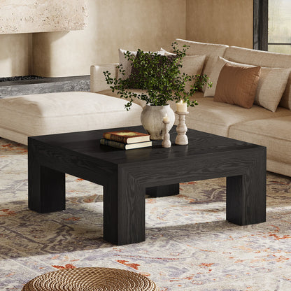 39.4-Inch Square Coffee Table  with Sturdy Wooden Legs