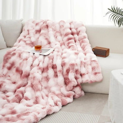 1pc Faux Rabbit Fleece Blanket -