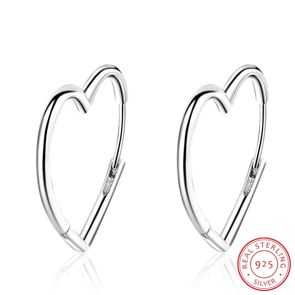 Silver Sterling Big Heart Hoop Earrings