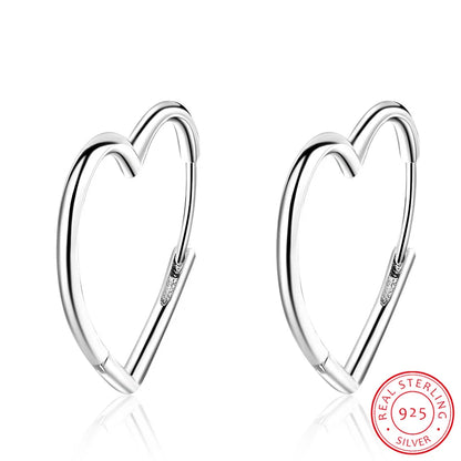 Silver Sterling Big Heart Hoop Earrings