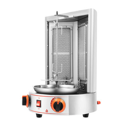 Electric Vertical  Gas Rotisserie Grill Broiler 360° rotating with 2 Burners