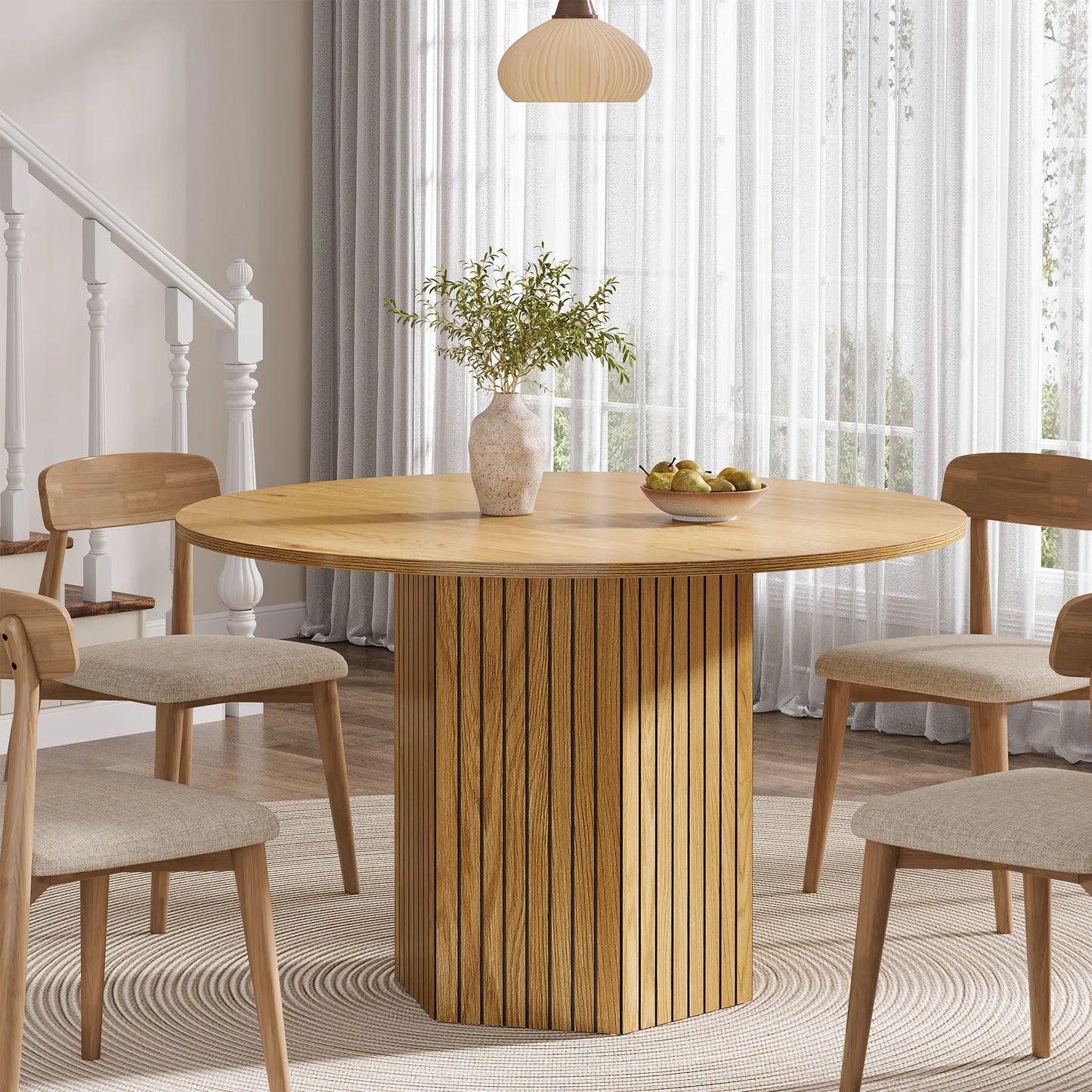 Tribesigns Round Dining Table for 4-6 People Dinner Table