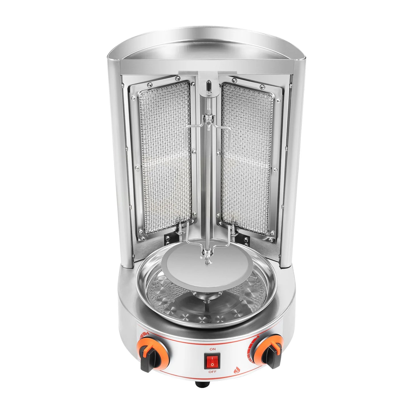 Electric Vertical  Gas Rotisserie Grill Broiler 360° rotating with 2 Burners