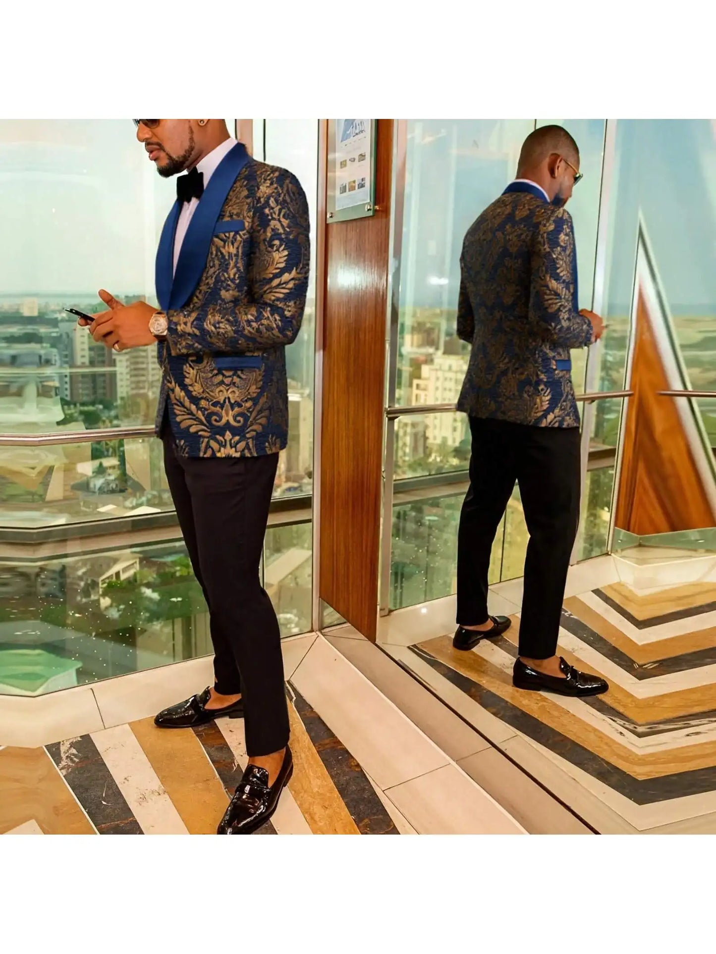 Flower Suit Jacket 1 Button Paisley Tuxedo