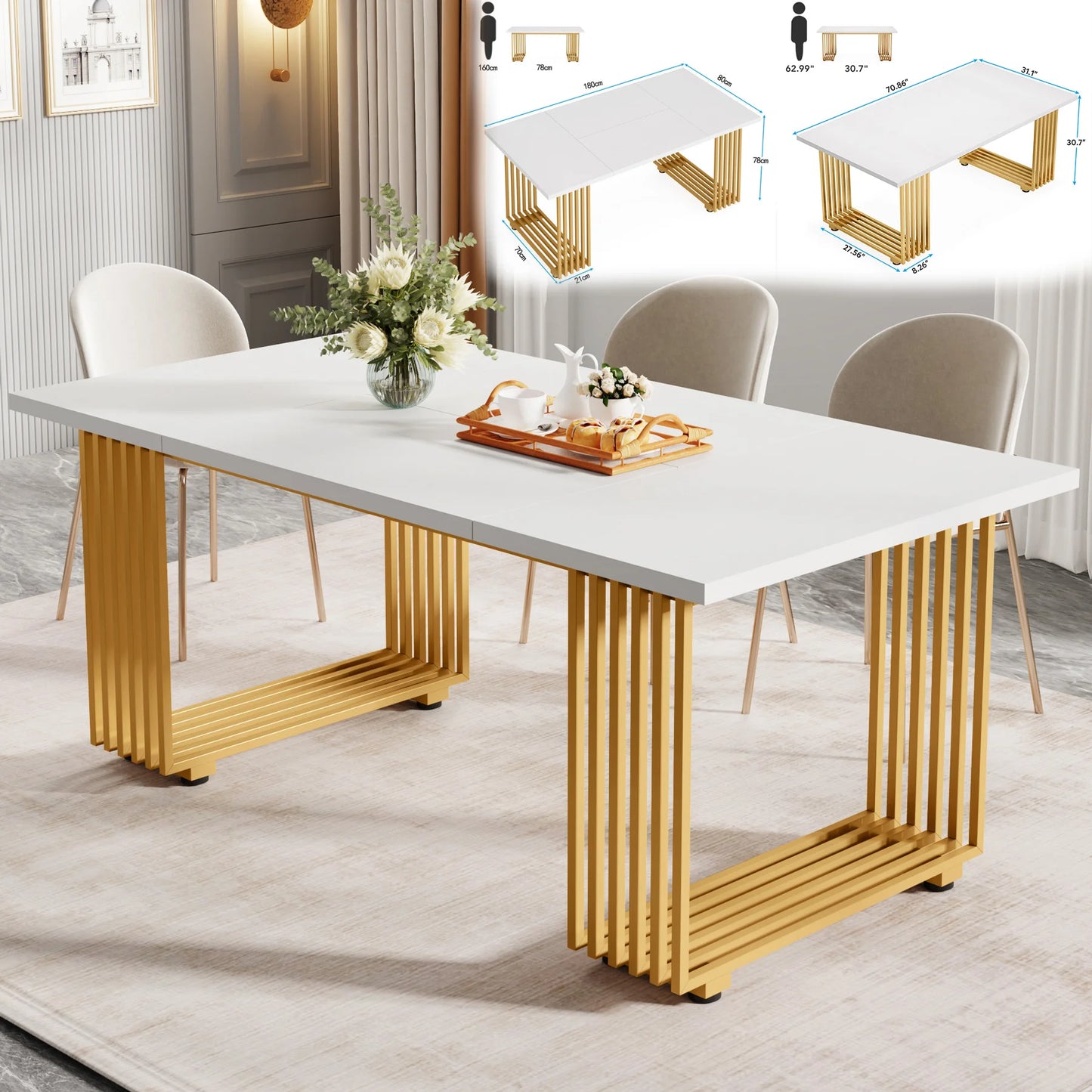 Tribesigns Modern 63-Inch Rectangular Dining Table Seating 4 to 6,