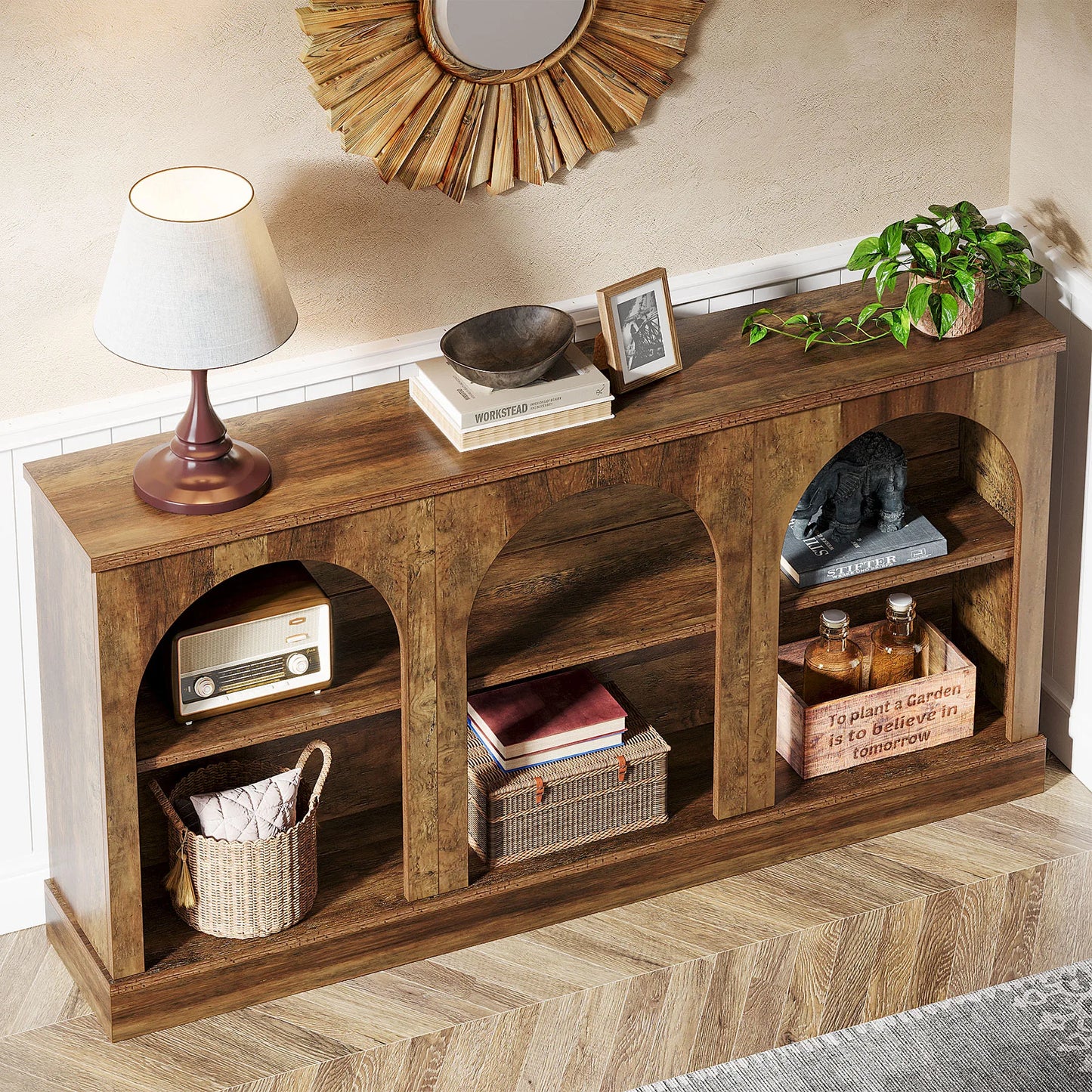 Farmhouse Console Table, 63-Inch Long Entryway Table