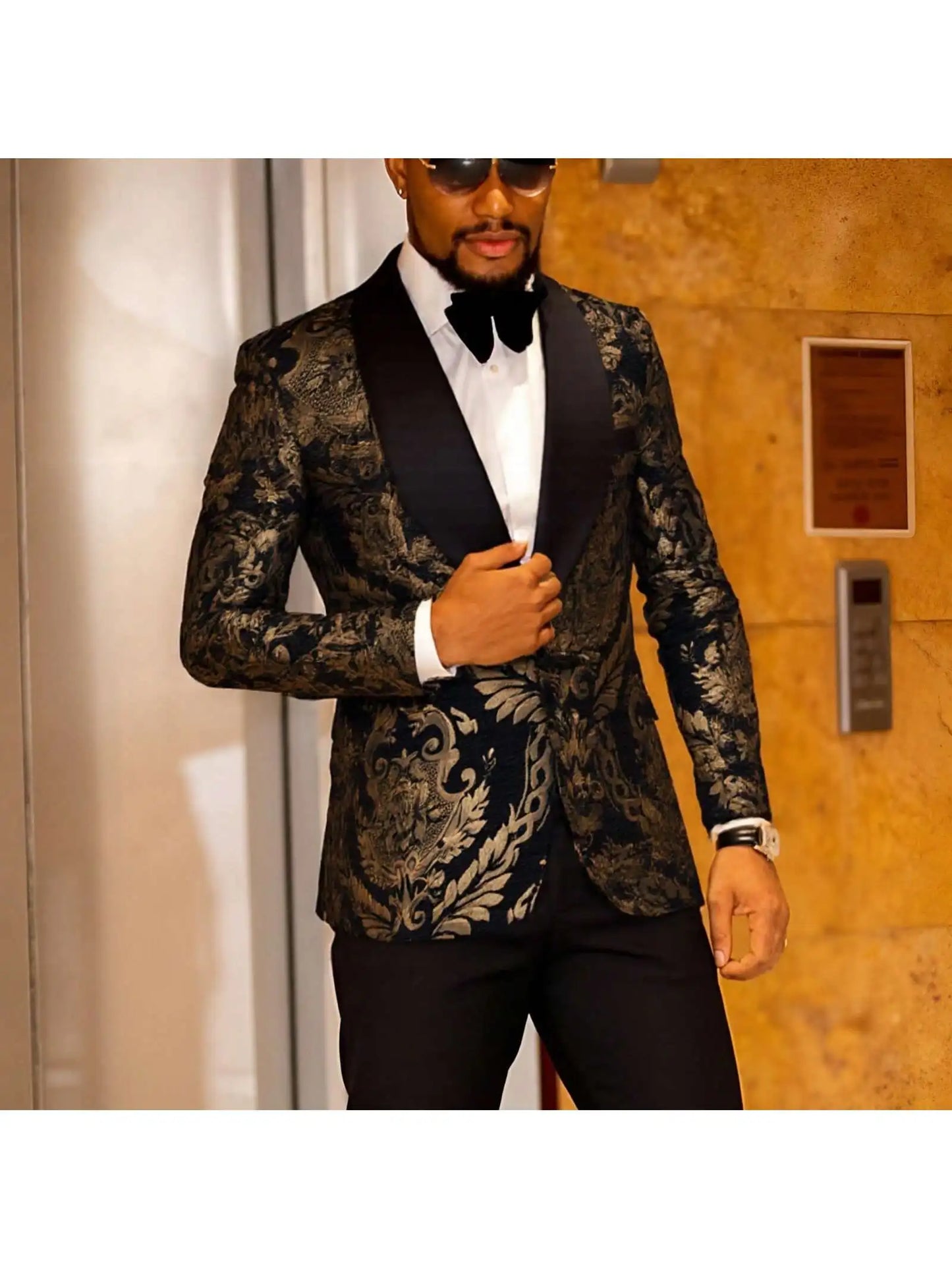 Flower Suit Jacket 1 Button Paisley Tuxedo