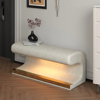 Velvet Padded Storage Bench With Buttons