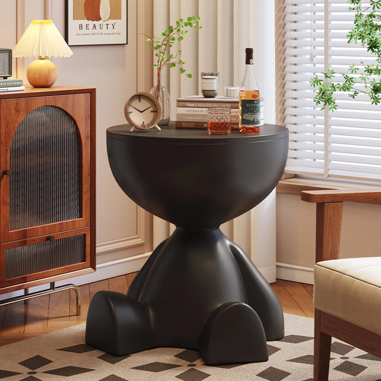 1pc Modern Round Coffee Table . Matte Finish