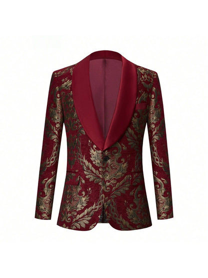 Flower Suit Jacket 1 Button Paisley Tuxedo
