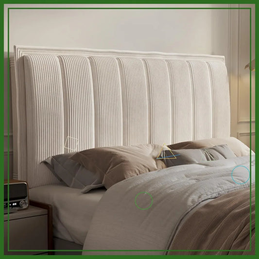 Queen Size Upholstered Headboard,  Easy Assembly with 2 Screws (Beige)