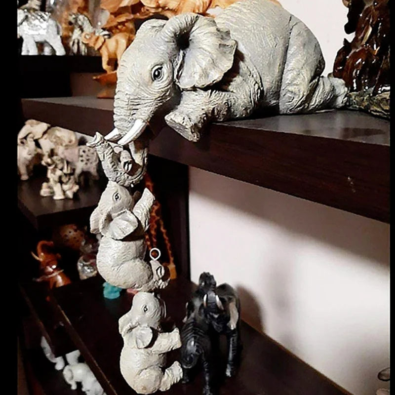 3pcs/set Cute Elephant Figurines Elephant Holding Baby