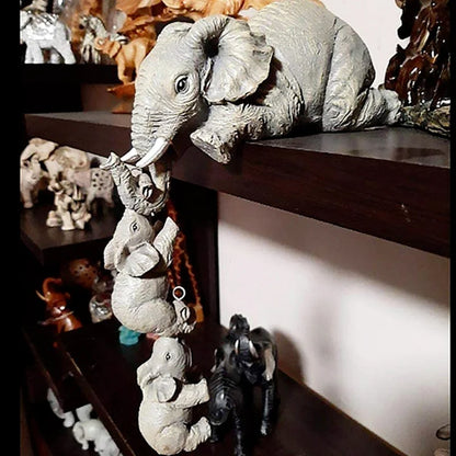 3pcs/set Cute Elephant Figurines Elephant Holding Baby