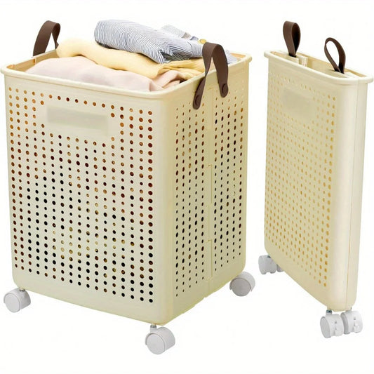 66.5L Foldable Laundry Basket with Wheels -